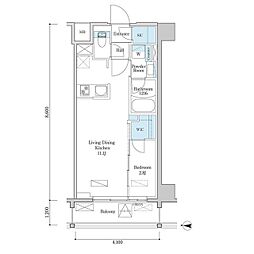 都営新宿線 篠崎駅 徒歩4分の賃貸マンション 6階1LDKの間取り