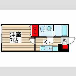 JR常磐線 松戸駅 徒歩10分の賃貸アパート 1階1Kの間取り