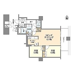 ブランズタワー大阪本町 2LDKの間取図画像
