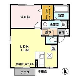 JR上越新幹線 本庄早稲田駅 バス7分 阿那志火の見下（武蔵観光バス）下車 徒歩4分の賃貸アパート 1階1LDKの間取り