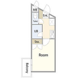 JR南武線 久地駅 徒歩10分の賃貸マンション 4階1Kの間取り