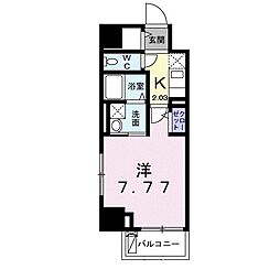 クレスト中六 1Kの間取図画像