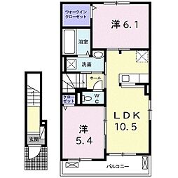 JR高崎線 吹上駅 徒歩12分の賃貸アパート 2階2LDKの間取り