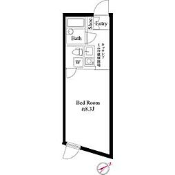 JR京浜東北・根岸線 大森駅 徒歩6分の賃貸マンション 2階1Kの間取り
