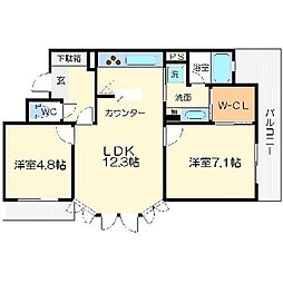 エスリード西本町 1SLDKの間取図画像