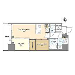 小田急小田原線 代々木八幡駅 徒歩9分の賃貸マンション 12階1SLDKの間取り
