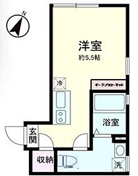 BS二葉レジデンスA ワンルームの間取図画像