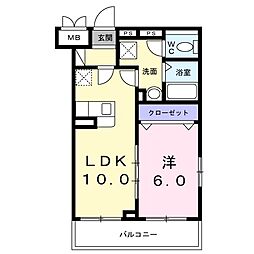 ロイヤルパインストリーム 1LDKの間取図画像