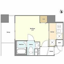 京急本線 立会川駅 徒歩2分の賃貸マンション 8階1Kの間取り
