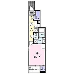 グラード 百間 1Kの間取図画像