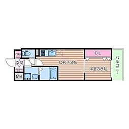 CITYPALCRESTTANIMACHI 1DKの間取図画像