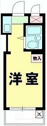 西武池袋線 椎名町駅 徒歩8分の賃貸マンション 2階ワンルームの間取り