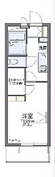 レオパレスうちぼり 1Kの間取図画像