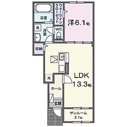 半田市板山町9丁目アパート 1LDKの間取図画像