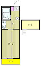 グランパルハイツ 1Kの間取図画像