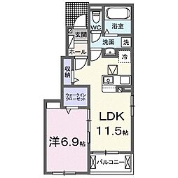 グラースＳＡＭ　III 1階1LDKの間取り