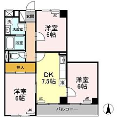 Ｍ・Ｓ・Ｙビル　住居 1階3DKの間取り