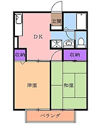 フレンド宝木Ｃ 2階2DKの間取り