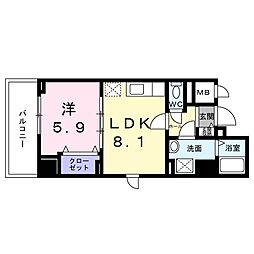 JR山陰本線 亀岡駅 徒歩2分の賃貸マンション 10階1LDKの間取り