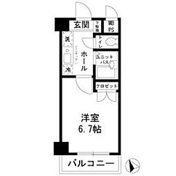都営大江戸線 牛込神楽坂駅 徒歩3分の賃貸マンション 3階1Kの間取り