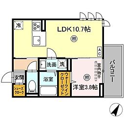 西鉄天神大牟田線 雑餉隈駅 徒歩17分の賃貸アパート 3階1LDKの間取り