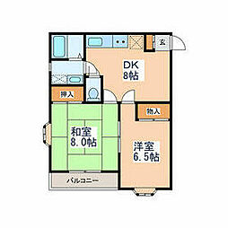 ル・プランタン 2階2DKの間取り