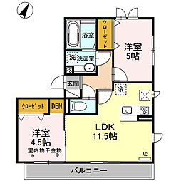 オリーブ 2LDKの間取図画像