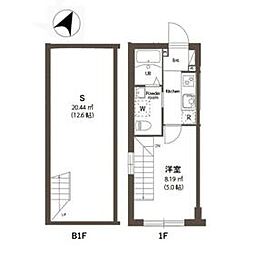 東急目黒線 不動前駅 徒歩7分の賃貸マンション 地下1階1SKの間取り
