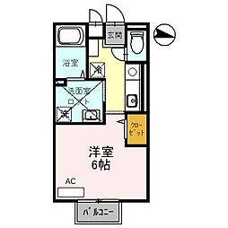 メルベーユ箕面II 2階ワンルームの間取り