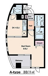 プレジールS 1DKの間取図画像