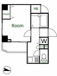 サンテミリオン千鳥町 3階1Kの間取り