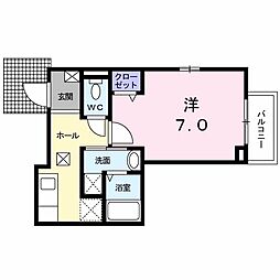 プラムコート2 1Kの間取図画像