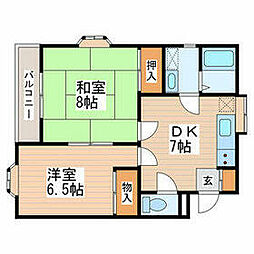 ル・プランタン 206 2階2DKの間取り