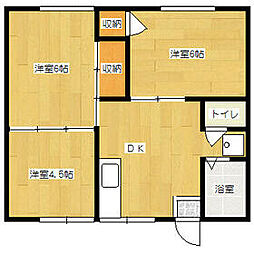 山口コーポ 2階3DKの間取り