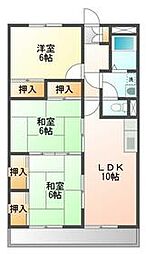 JR香椎線 土井駅 徒歩5分の賃貸マンション 3階3LDKの間取り