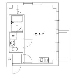京王線 千歳烏山駅 徒歩3分の賃貸マンション 3階ワンルームの間取り