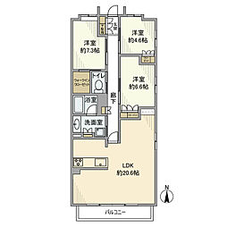 シティライフ大樹寺 5階3LDKの間取り