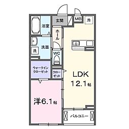 リビオMiyabi 1LDKの間取図画像