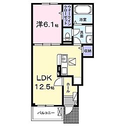 アルコパレーノI 1階1LDKの間取り