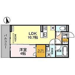 D-blanc 3階1LDKの間取り