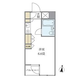 東急東横線 学芸大学駅 徒歩13分の賃貸マンション 6階ワンルームの間取り