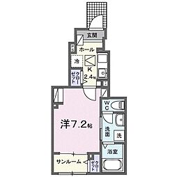 ＹＳ　ＢＡＳＥ　三つの木 1階1Kの間取り