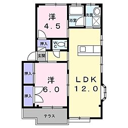 Urara2 2LDKの間取図画像