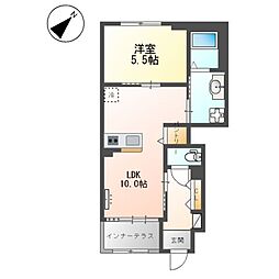 アウル 1階1LDKの間取り