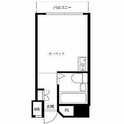 都営大江戸線 西新宿五丁目駅 徒歩3分の賃貸マンション 10階ワンルームの間取り