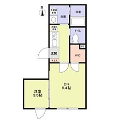 東京メトロ丸ノ内線 方南町駅 徒歩10分の賃貸マンション 2階1DKの間取り