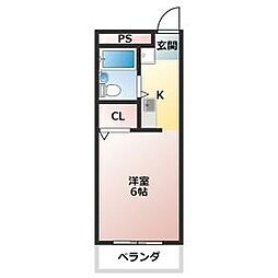 コスモ中浜 1Kの間取図画像