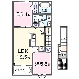 サンクメゾン 2LDKの間取図画像