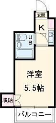 JR横浜線 相模原駅 徒歩13分の賃貸マンション 1階1Kの間取り