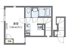 クレイノシンフォニア 203 2階1Kの間取り